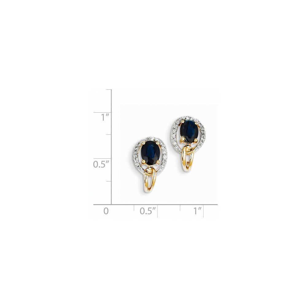 14K Gelbgold Echt Diamant & Saphir Ohrringe