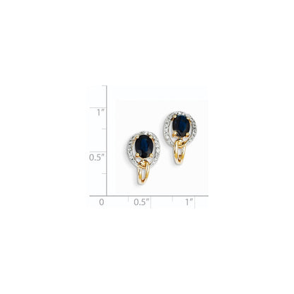14K Gelbgold Echt Diamant & Saphir Ohrringe