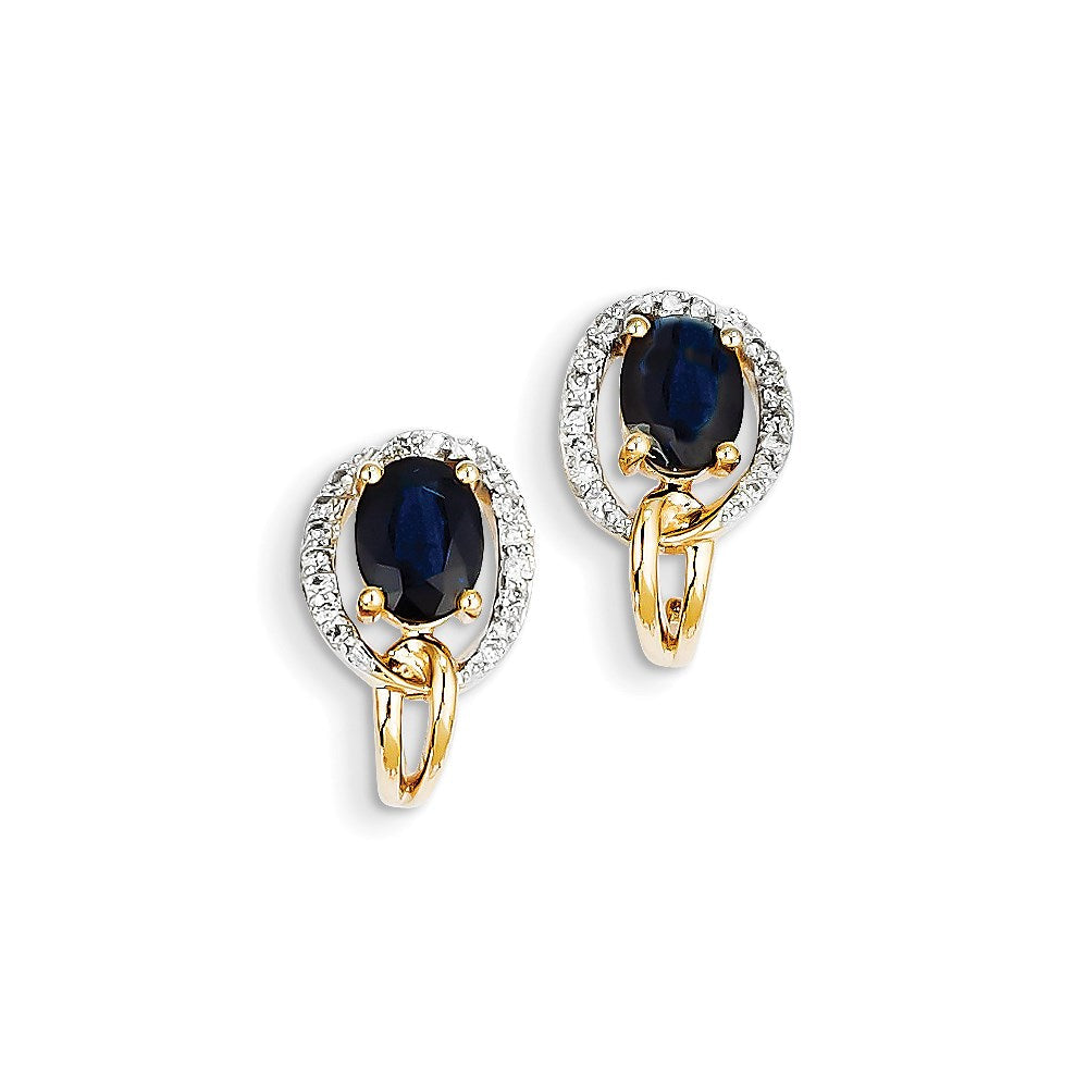 14K Gelbgold Echt Diamant & Saphir Ohrringe