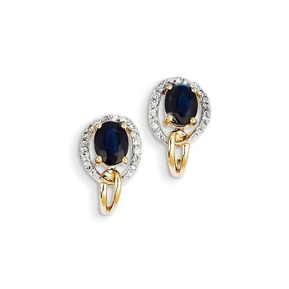14K Gelbgold Echt Diamant & Saphir Ohrringe
