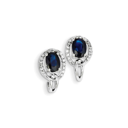 14K Weißgold Echt Diamant & Saphir J Creolen