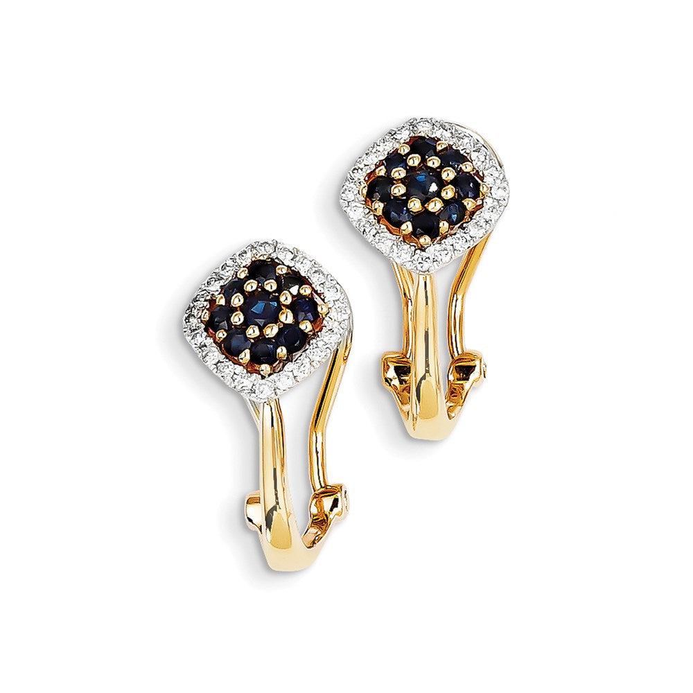 14K Gelbgold Echt Diamant & Saphir Ohrringe