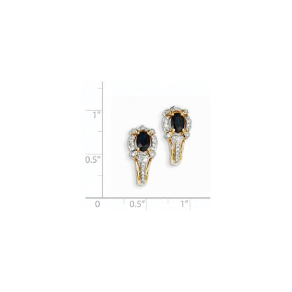 14K Gelbgold Echt Diamant & Saphir Ohrringe