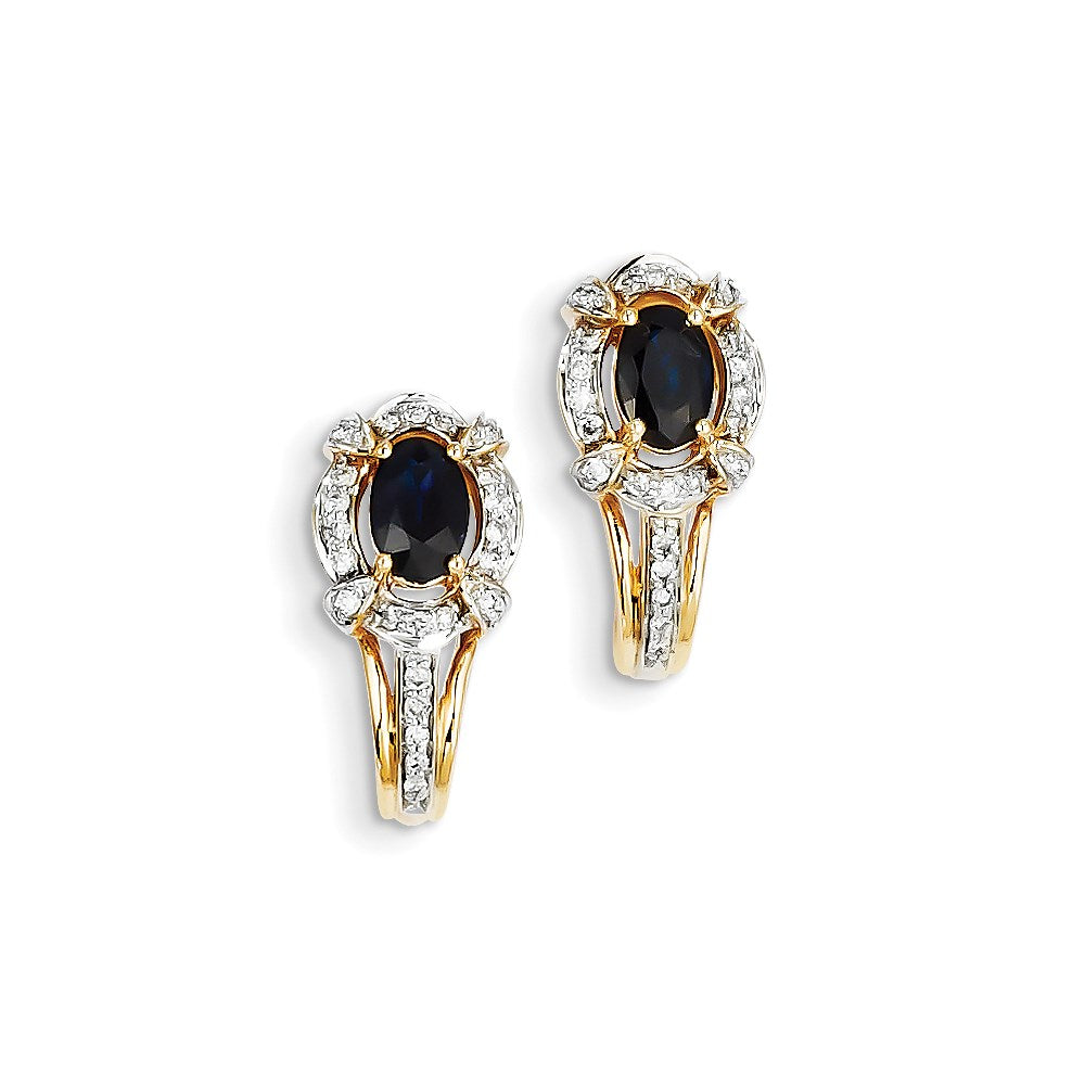 14K Gelbgold Echt Diamant & Saphir Ohrringe