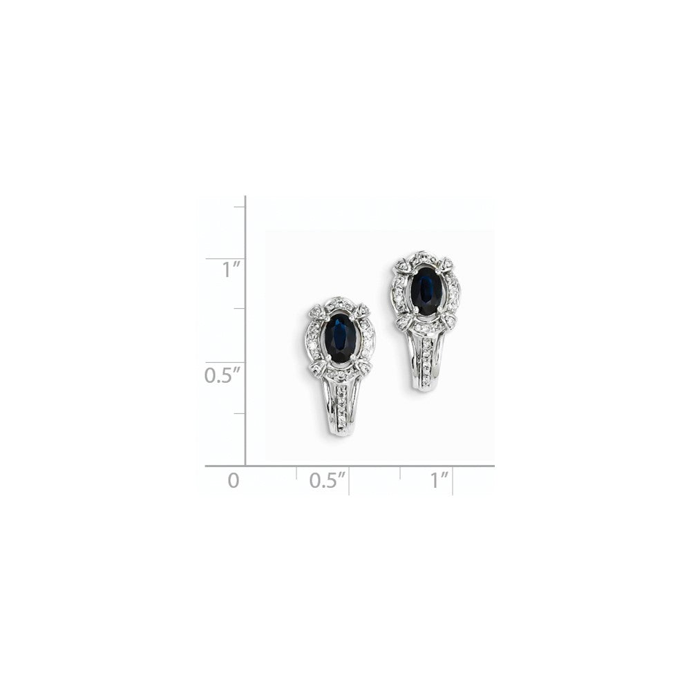 14K Weißgold Echt Diamant & Saphir J Creolen