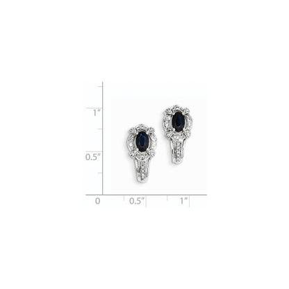 14K Weißgold Echt Diamant & Saphir J Creolen