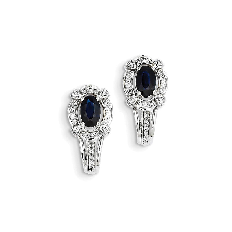 14K Weißgold Echt Diamant & Saphir J Creolen