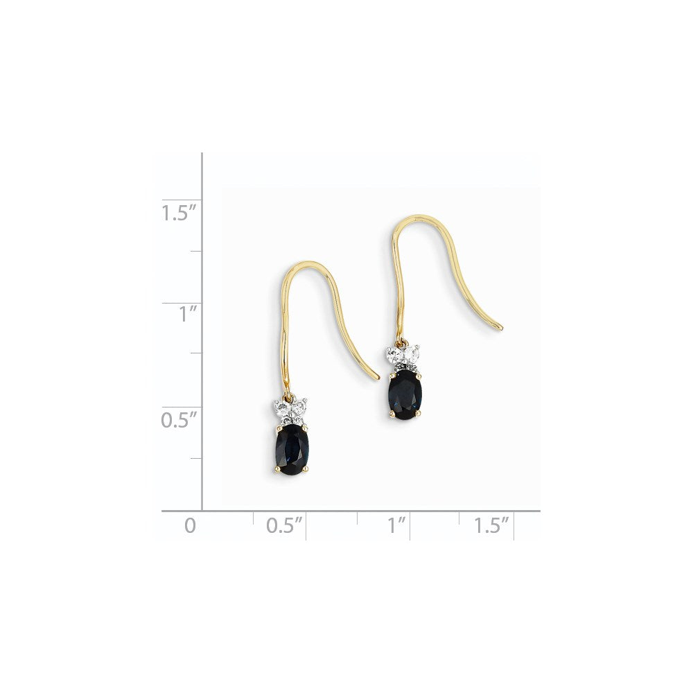 14K Gelbgold Bicolor Echt Diamant & Saphir Ohrringe