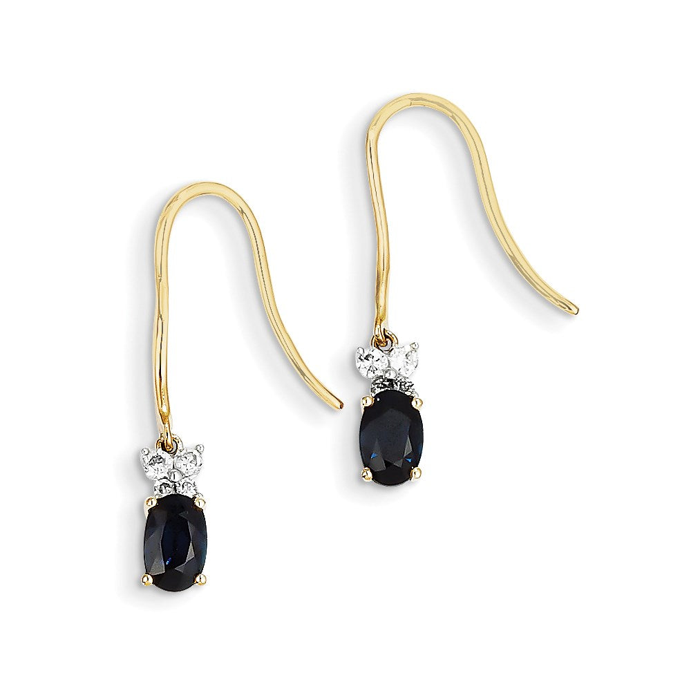 14K Gelbgold Bicolor Echt Diamant & Saphir Ohrringe