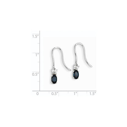 14K Weißgold Echt Diamant & Saphir Hirte Haken Ohrringe