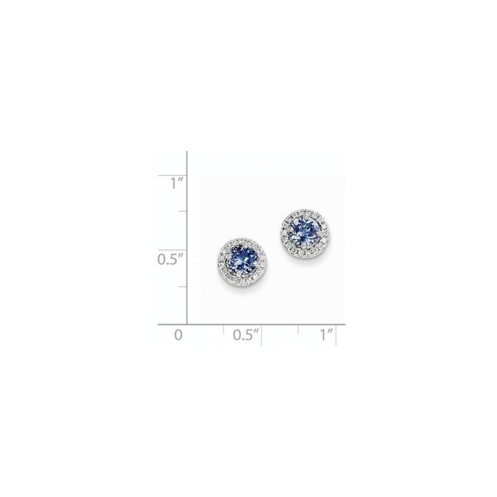 14K Weißgold Tansanit Diamant Ohrstecker