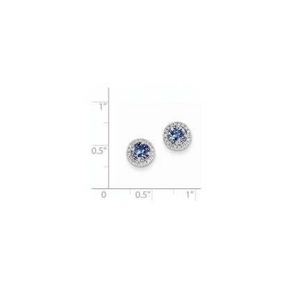 14K Weißgold Tansanit Diamant Ohrstecker