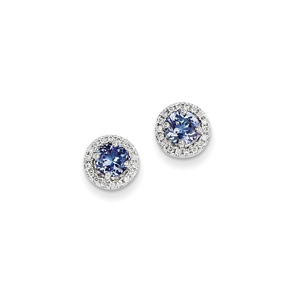 14K Weißgold Tansanit Diamant Ohrstecker
