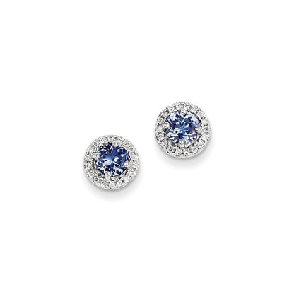 14K Weißgold Tansanit Diamant Ohrstecker