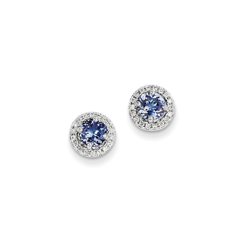 14K Weißgold Tansanit Diamant Ohrstecker