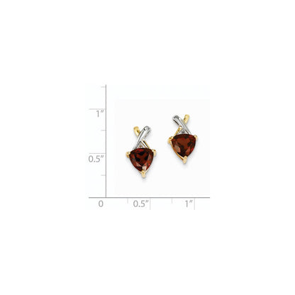 14K Gelbgold & Rhodium Granat- und Weißtopas-Trillion-Ohrstecker