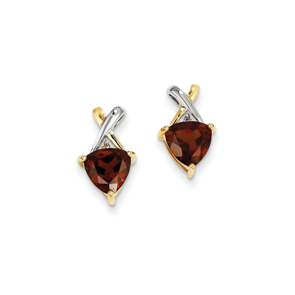 14K Gelbgold & Rhodium Granat- und Weißtopas-Trillion-Ohrstecker