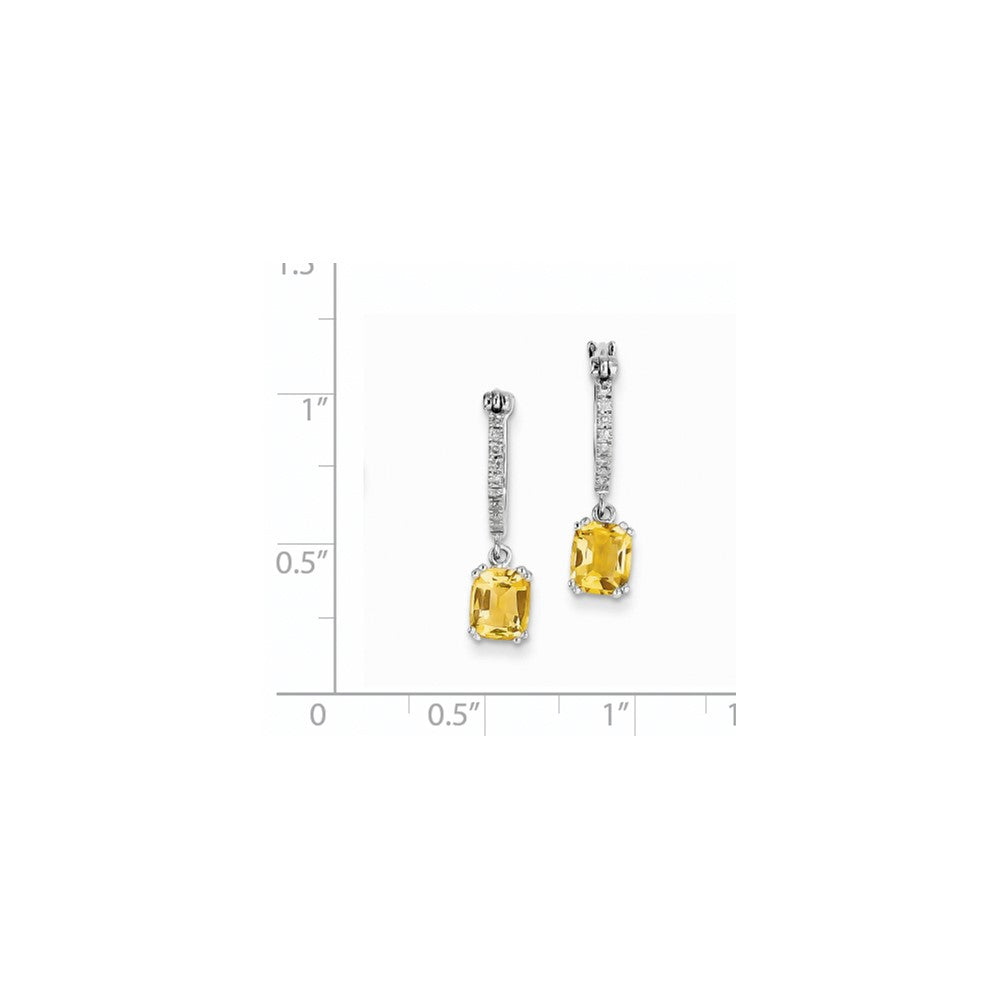 14K Weißgold Echt Diamant und Citrin Hängend Creolen