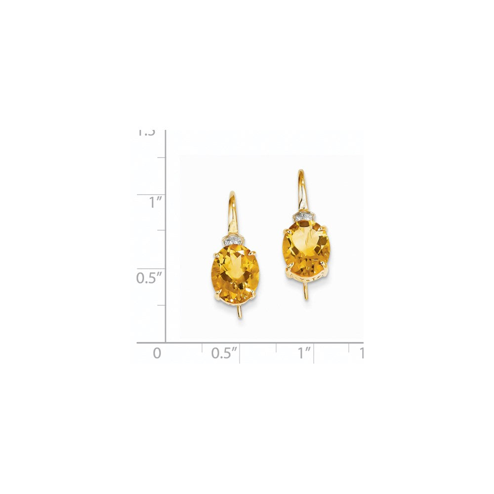 14K Gelbgold Echt Diamant & Citrin Oval Ohrhänger