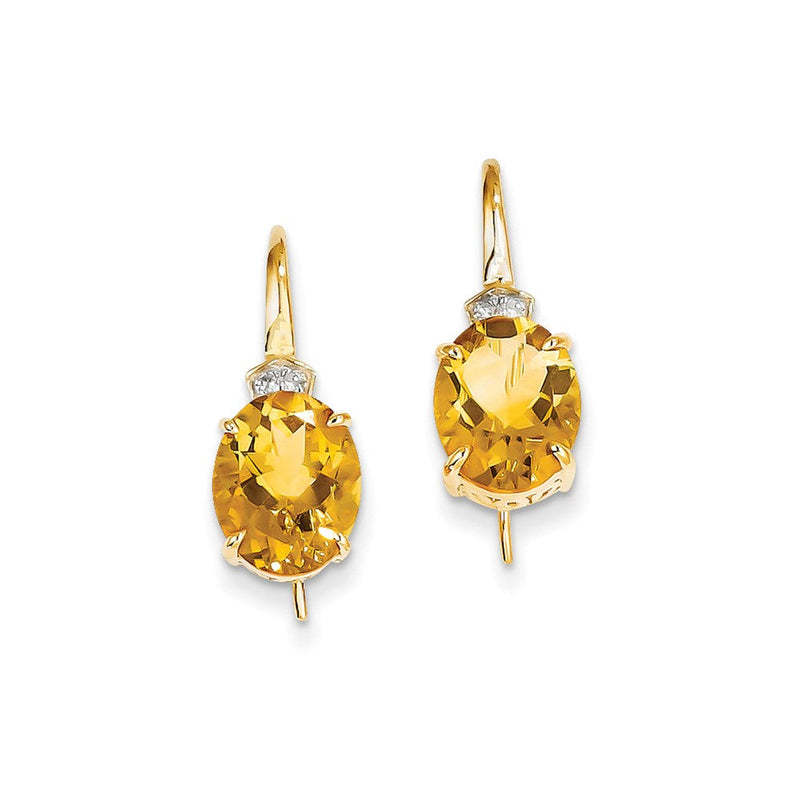 14K Gelbgold Echt Diamant & Citrin Oval Ohrhänger