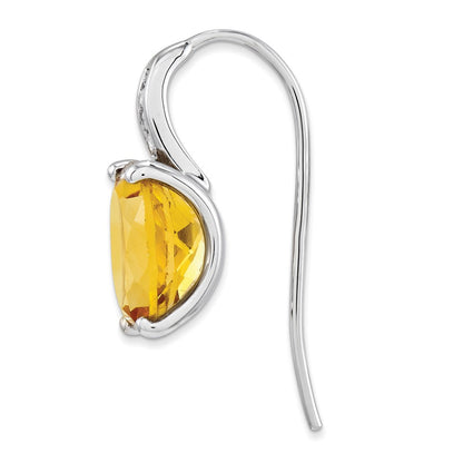 14K Weißgold Echt Diamant und Citrin Oval Ohrhänger