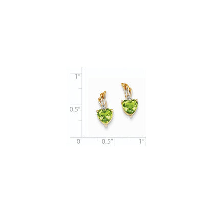 14K Gelbgold Echt Diamant & Peridot Herz Ohrstecker