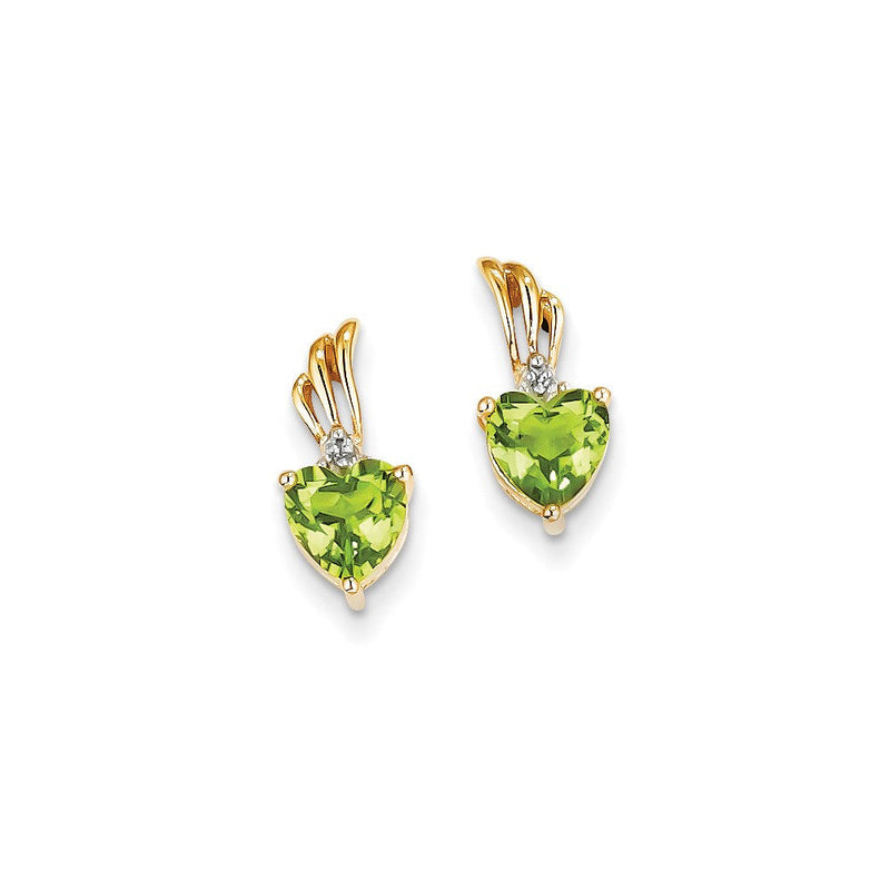 14K Gelbgold Echt Diamant & Peridot Herz Ohrstecker