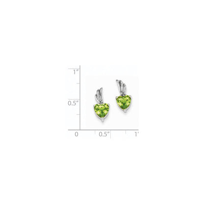 14K Weißgold Echt Diamant und Peridot Herz Ohrstecker