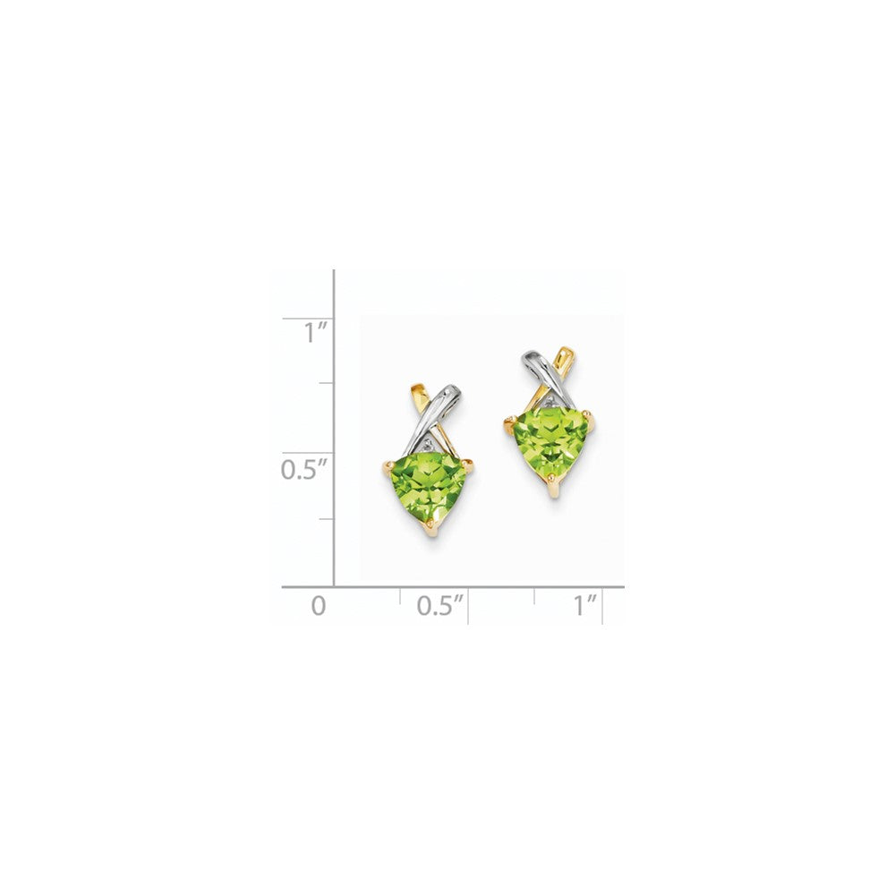 14K Gelbgold & Rhodium Peridot und Weißtopas Trillion-Ohrstecker