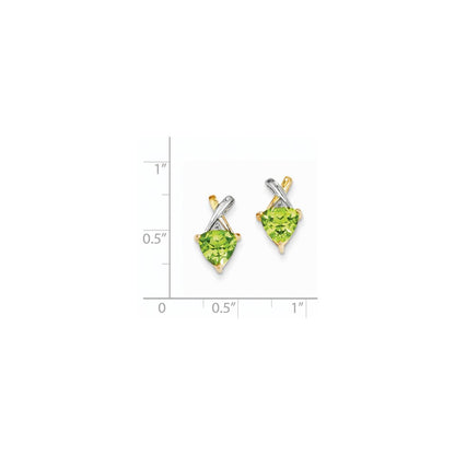 14K Gelbgold & Rhodium Peridot und Weißtopas Trillion-Ohrstecker
