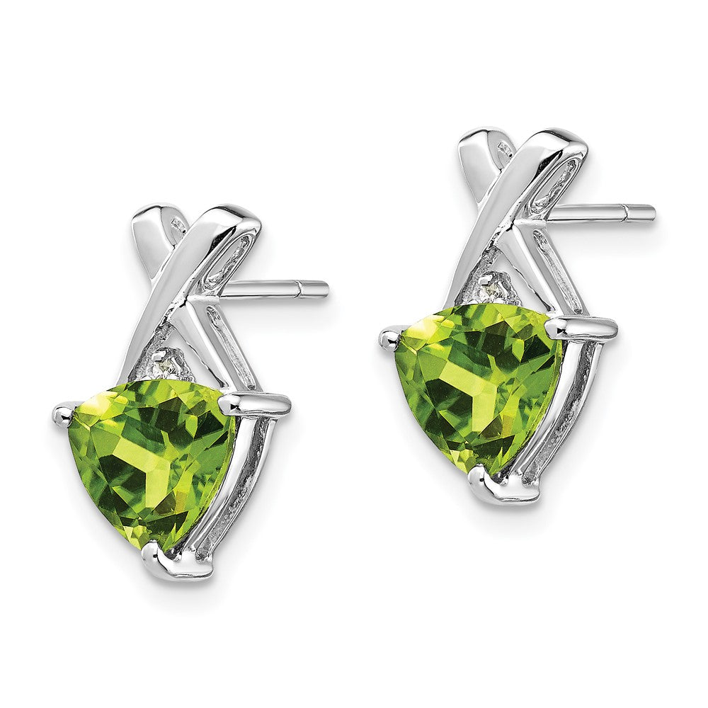 14K Weißgold Peridot- und Weißtopas-Trillion-Ohrstecker