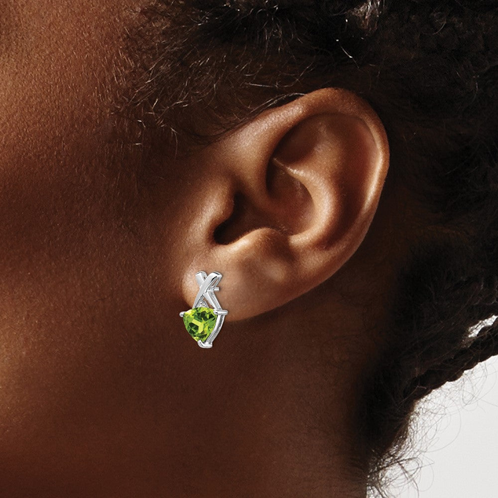14K Weißgold Peridot- und Weißtopas-Trillion-Ohrstecker