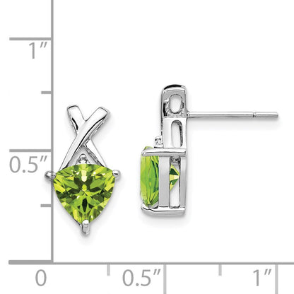 14K Weißgold Peridot- und Weißtopas-Trillion-Ohrstecker