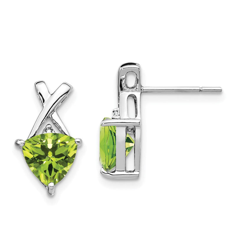 14K Weißgold Peridot- und Weißtopas-Trillion-Ohrstecker