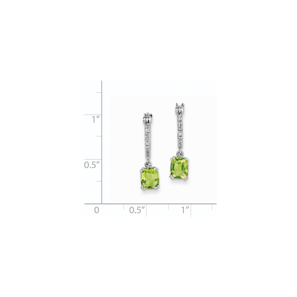 14K Weißgold Echt Diamant und Peridot Hängend Creolen