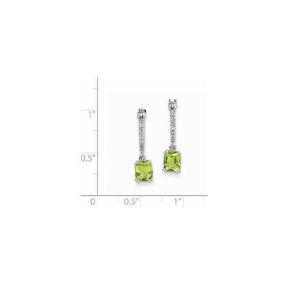14K Weißgold Echt Diamant und Peridot Hängend Creolen