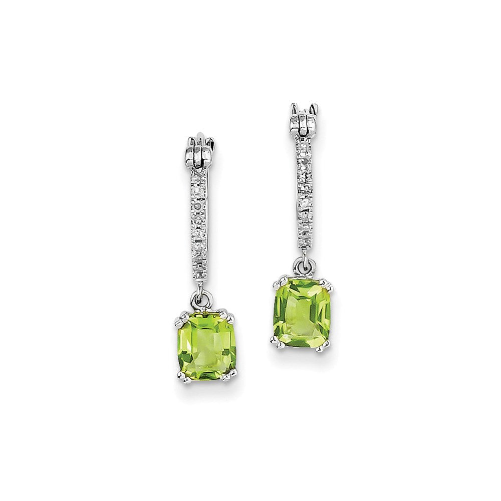 14K Weißgold Echt Diamant und Peridot Hängend Creolen