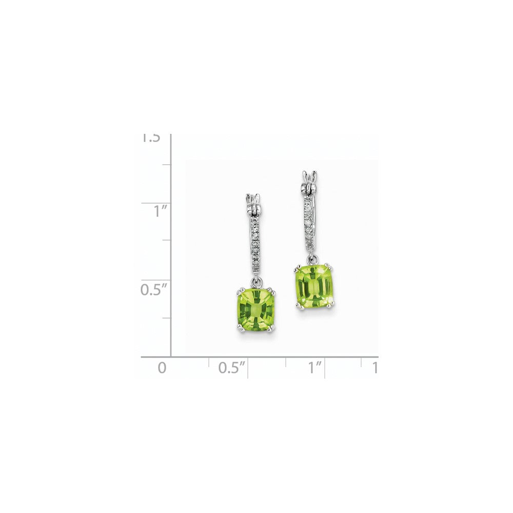 14K Weißgold Echt Diamant und Peridot Hängend Creolen