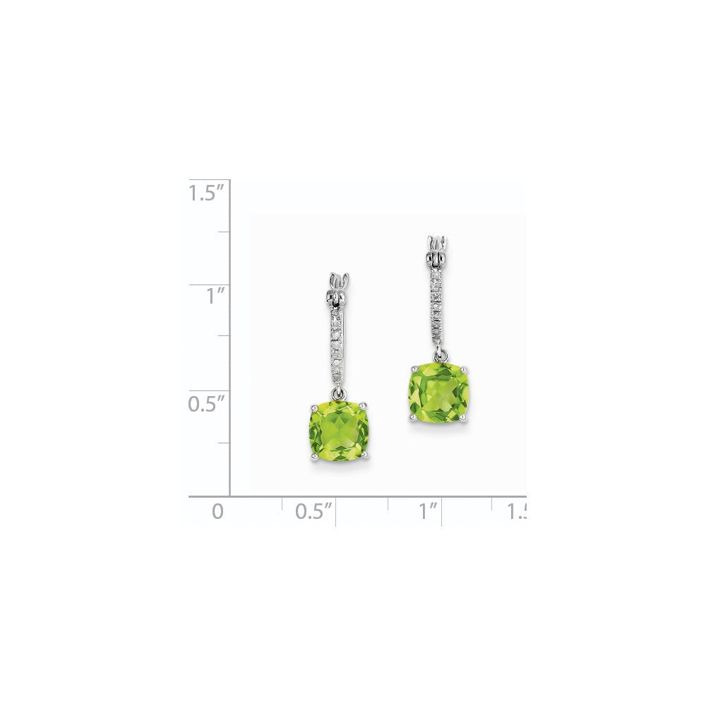 14K Weißgold Echt Diamant und Peridot Hängend Creolen