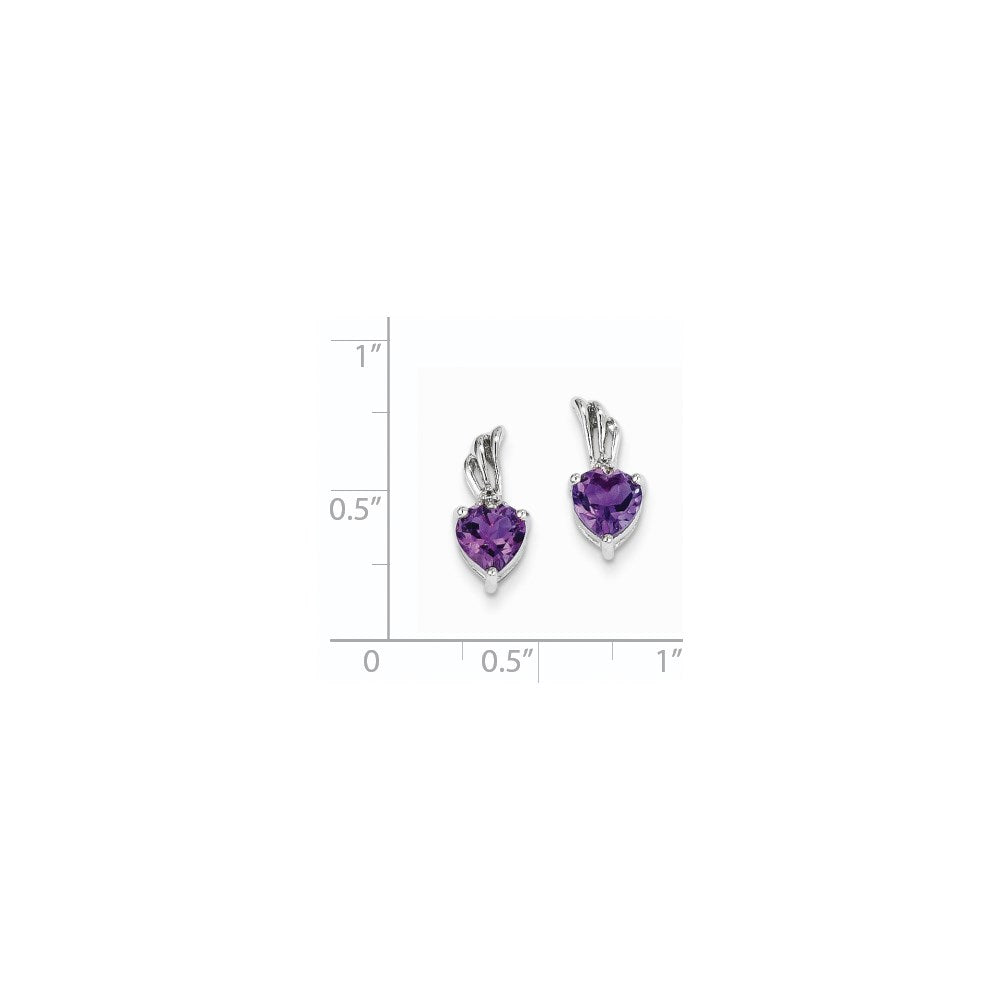 14K Weißgold Echt Diamant und Amethyst Herz Ohrstecker