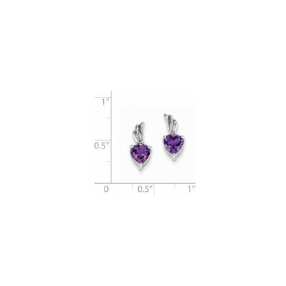 14K Weißgold Echt Diamant und Amethyst Herz Ohrstecker