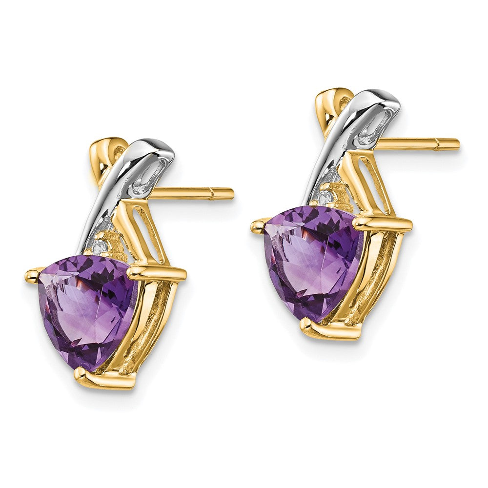 14K Gelbgold & Rhodium Ohrstecker mit Trillion-Amethyst und weißem Topas