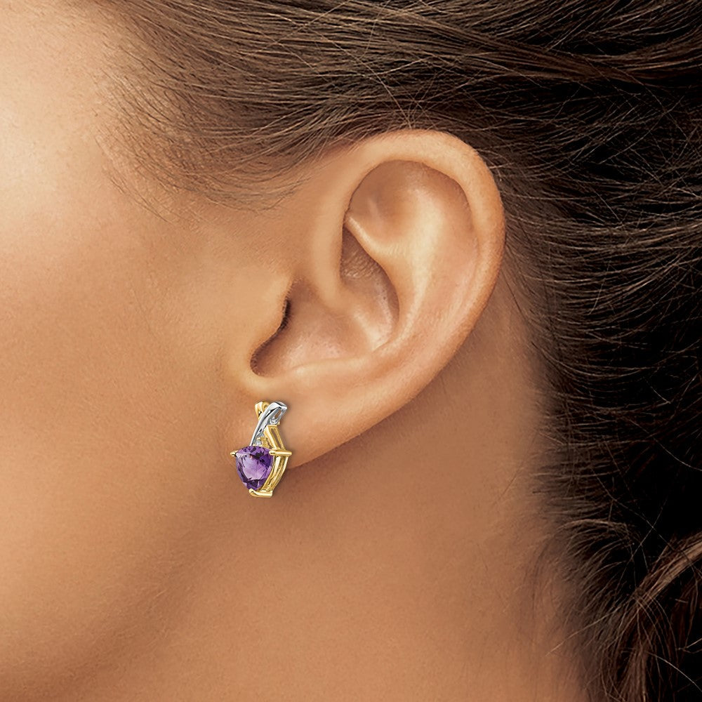 14K Gelbgold & Rhodium Ohrstecker mit Trillion-Amethyst und weißem Topas