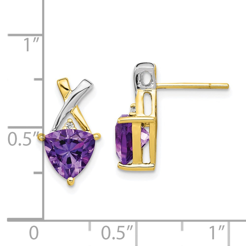 14K Gelbgold & Rhodium Ohrstecker mit Trillion-Amethyst und weißem Topas