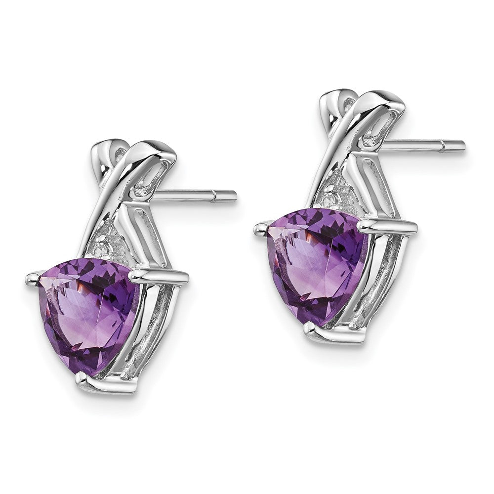 14K Weißgold Ohrstecker mit Trillion-Amethyst und Weißem Topas
