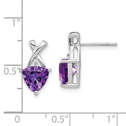14K Weißgold Ohrstecker mit Trillion-Amethyst und Weißem Topas