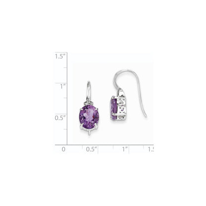 14K Weißgold Echt Diamant und Amethyst Oval Ohrhänger