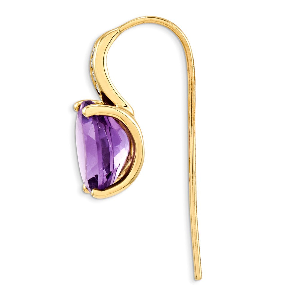 14K Gelbgold Echt Diamant & Amethyst Oval Ohrhänger
