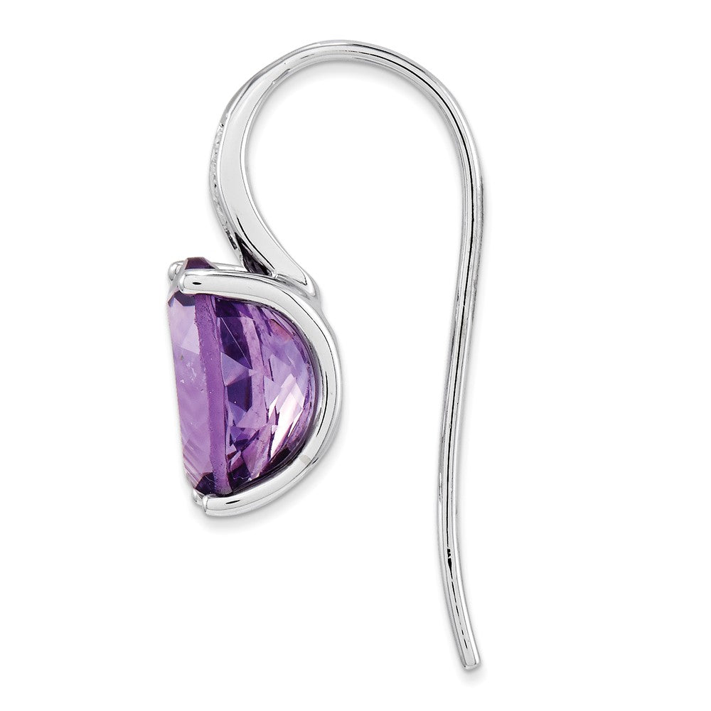 14K Weißgold Echt Diamant und Amethyst Oval Ohrhänger