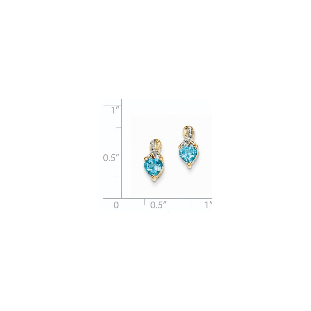 14K Gelbgold Echt Diamant & Licht Schweizer Blautopas Ohrstecker
